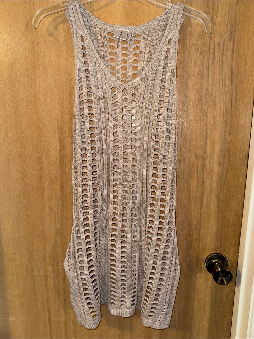Cha Cha Vente Open-Knit Crochet Beach Cover-Up Tank Dress Medium